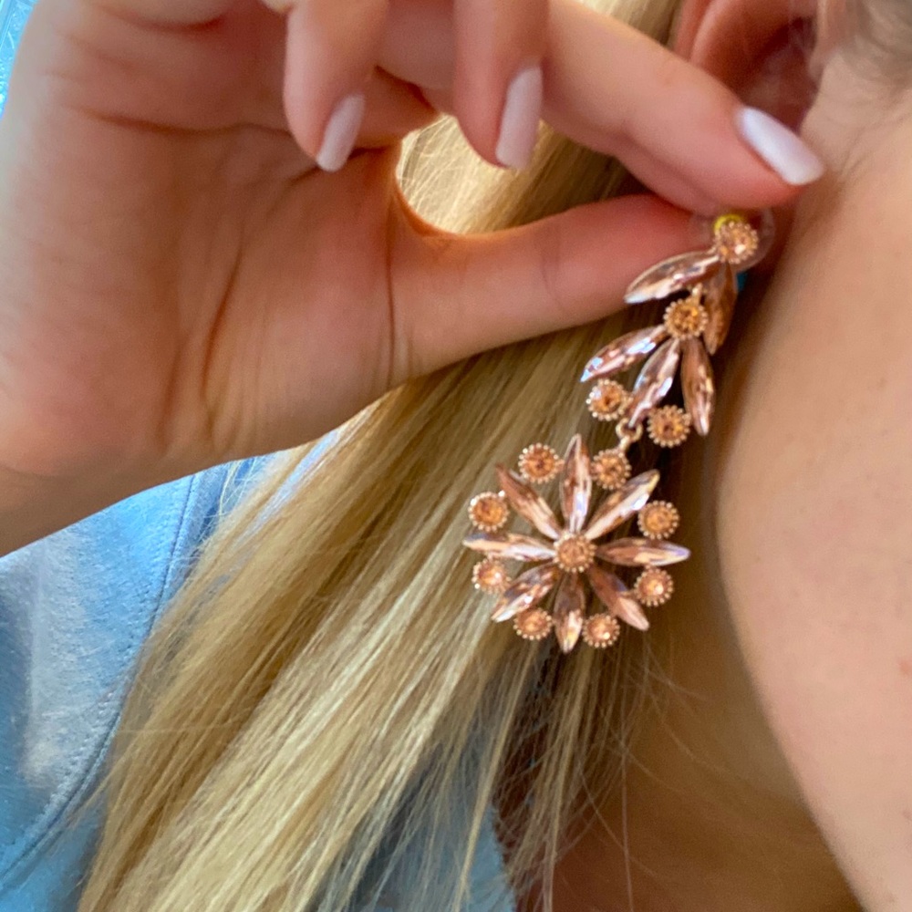 Light pink chandelier earrings